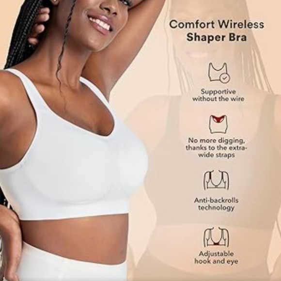 TrueKind-Daily Comfort Wirefree SHAPER BRA (Beige/Cream)-2X - Picture 4 of 8
